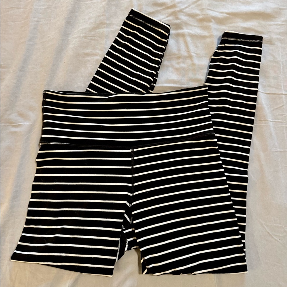 Athleta Black and White Striped Leggings